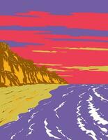 El Capitan State Beach on Gaviota Coast in Santa Barbara California WPA Poster Art vector