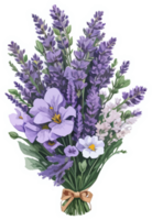 lavendel bloem boeket sticker met ai generatief png