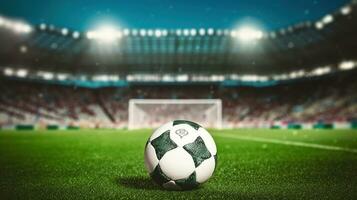 Soccer Ball Takes Center Stage on Green Stadium Arena photo