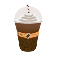 Chocolate bubble milk tea drink on transparent background PNG . PRO