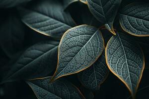 Close up of beautiful autumn leaves with water drops. Natural background AI Generated photo