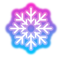 transparent néon embrasé Noël flocon de neige icône dans violet et bleu couleurs. esthétique conception élément pour Noël et Nouveau année png