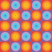 Glowing circle pattern orange, yellow, blue, pink, and purple colorful vector background isolated on square template.
