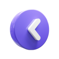 left arrow 3d rendering icon button png