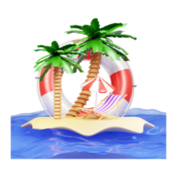 3d kokos träd illustration eller 3d sommar handflatan träd illustration png