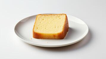 Photo of pound cake on white plate. Generative AI