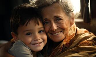 sonriente niño, familia felicidad, alegre adulto, mujer amor dos personas generado por ai foto