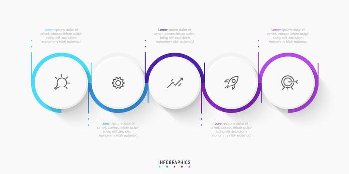 plantilla de diseño de etiquetas infográficas vectoriales con iconos y 5 opciones o pasos. se puede utilizar para diagramas de proceso, presentaciones, diseño de flujo de trabajo, banner, diagrama de flujo, gráfico de información. vector
