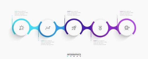 plantilla de diseño de etiquetas infográficas vectoriales con iconos y 5 opciones o pasos. se puede utilizar para diagramas de proceso, presentaciones, diseño de flujo de trabajo, banner, diagrama de flujo, gráfico de información. vector