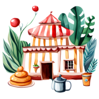 Watercolor and painting food, dessert, fruit, vegetable for house elements illustration. Generative AI. png