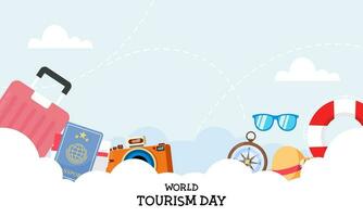 Flat background for world tourism day celebration vector