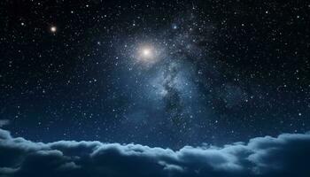 Milky Way night, space astronomy, galaxy nebula star science generated by AI photo