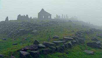 antiguo restos revelar historia misterio en Asturias' tranquilo prados generado por ai foto