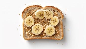 Freshness and sweetness in a healthy meal of banana bread generated by AI photo