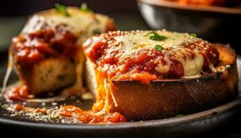 Freshness and focus on foreground Homemade grilled gourmet meal with vegetables generated by AI photo