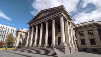 Famous neo classical courthouse symbolizes American culture and financial district generated by AI photo