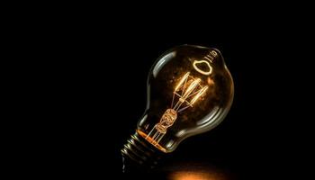 brillante eléctrico lámpara ilumina oscuro con brillante ideas y innovación generado por ai foto