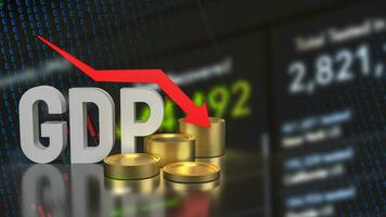 The GDP text and coins for Business concept 3d rendering photo