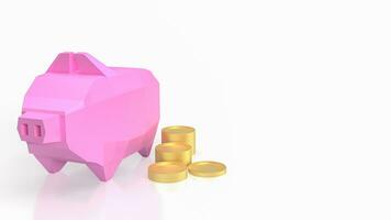 The piggy bank and gold coin for savings concept 3d rendering photo