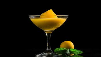 Fresh citrus fruit cocktail, a refreshing drink for a summer night generated by AI photo