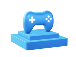 3d render of game controller icon with square podium png