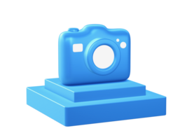 3d render of camera icon with square podium png