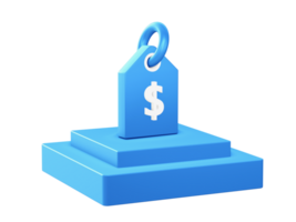 3d render of price tag promo icon with square podium png