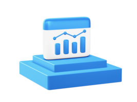 3d render of growth chart icon with square podium png