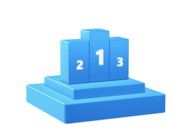 3d render of winner ranking icon with square podium png