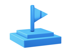 3d render of flag icon with square podium png