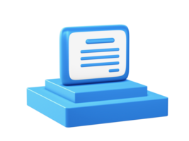 3d render of certificate icon with square podium png