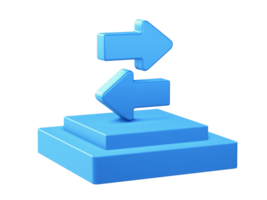 3d render of relationship arrow icon with square podium png