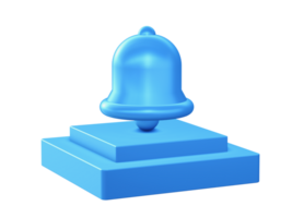 3d render of bell notification icon with square podium png