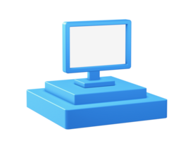 3d render of computer monitor icon with square podium png