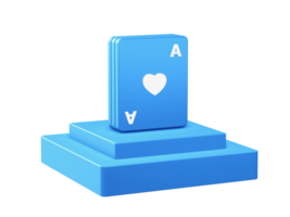 3d render of poker card game icon with square podium png