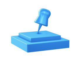 3d render of push pin icon with square podium png