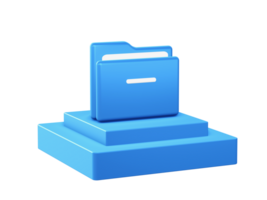 3d render of folder file icon with square podium png