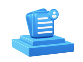 3d render of personal files icon with square podium png