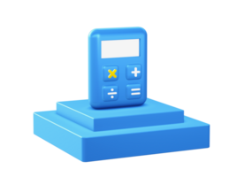 3d render of calculator math icon with square podium png