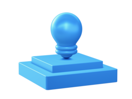 3d render of light bulb icon with square podium png