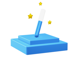 3d render of magic stick icon with square podium png