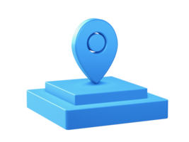 3d render of map pointer icon with square podium png