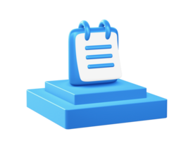 3d render of reminder notes icon with square podium png