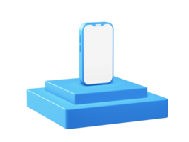 3d render of smartphone icon with square podium png