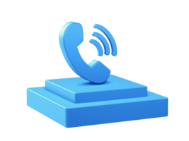 3d render of phone call icon with square podium png