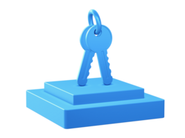 3d render of security Keys icon with square podium png
