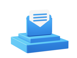 3d render of mail inbox icon with square podium png