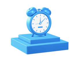 3d render of alarm clock icon with square podium png