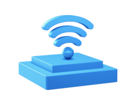 3d render of wifi internet network hotspot icon with square podium png