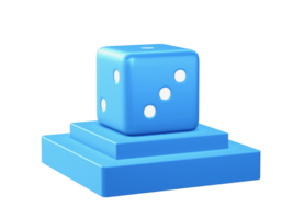 3d render of dice game icon with square podium png